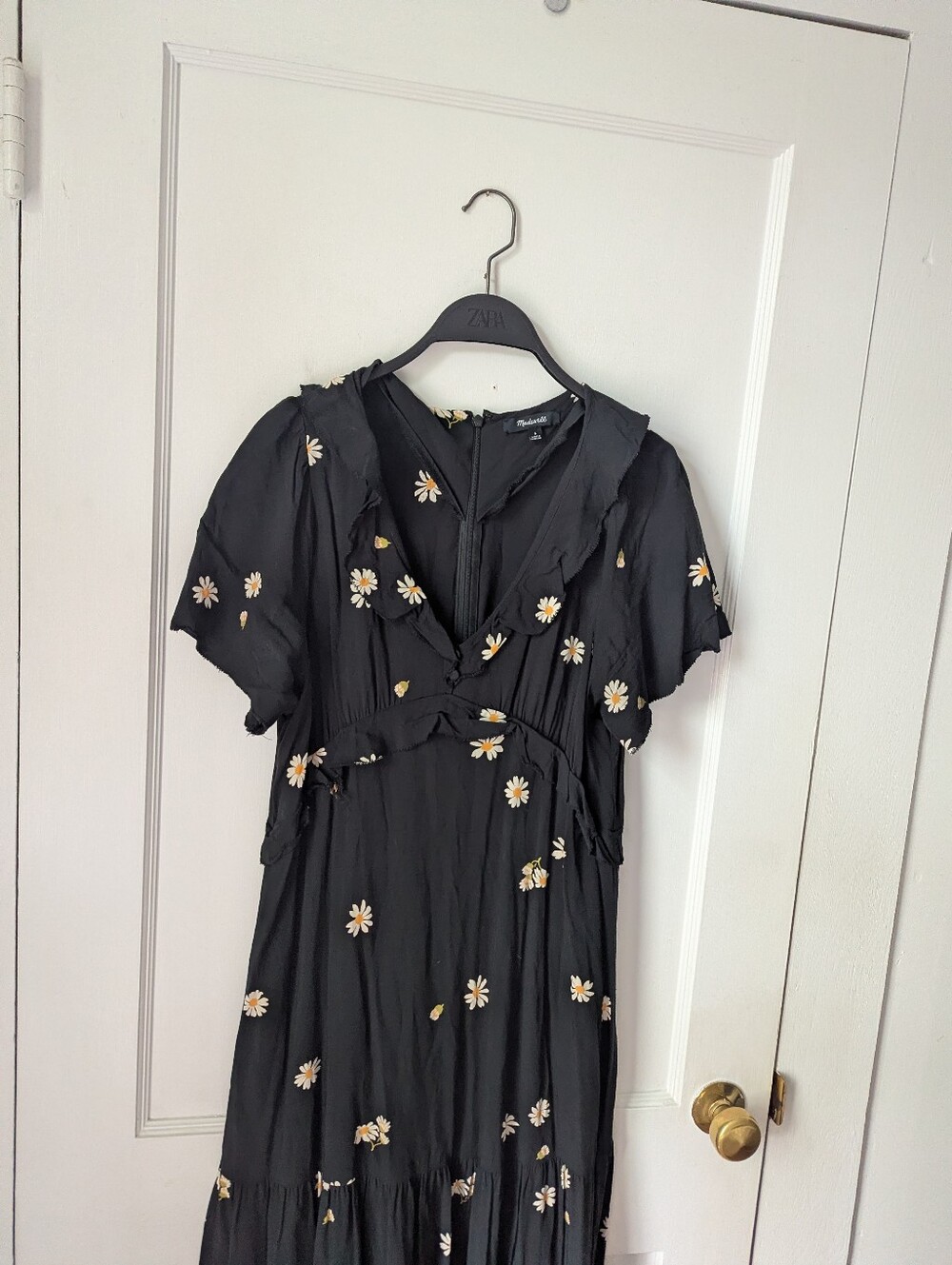 Madewell Lazy Daisies Ruffle Tiered Maxi Dress Size 6 Black Daisy Print - Picture 7 of 12